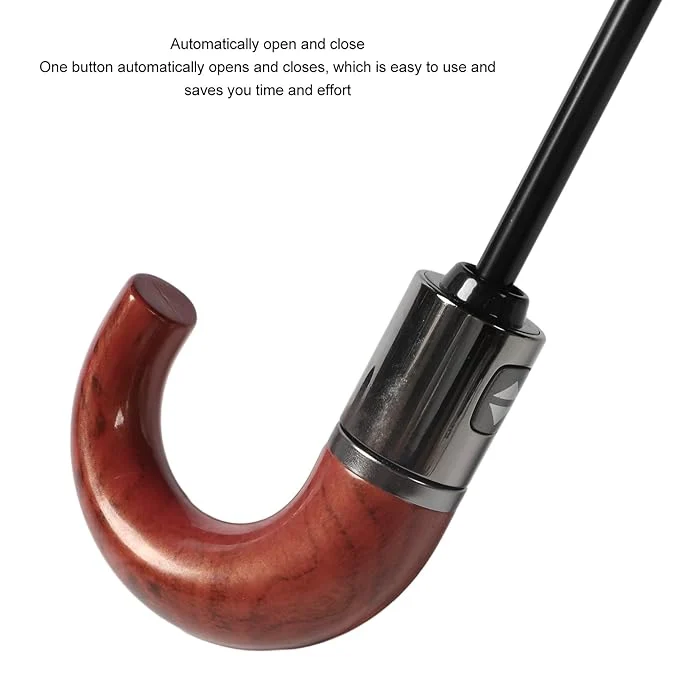 10 BONE WOOD CURVED HANDEL FOLDING UMBRELLA - Image 2