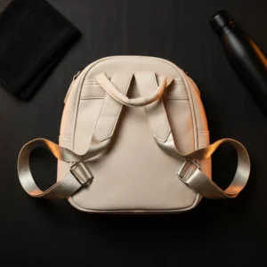 Urban Grid Beige Mini Backpack