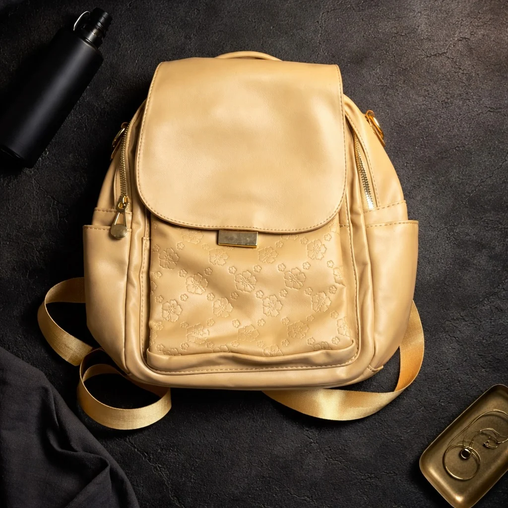 Golden Bloom Flap Backpack